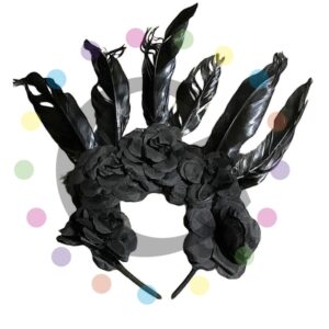 Diadema Catrina con Plumas Negras